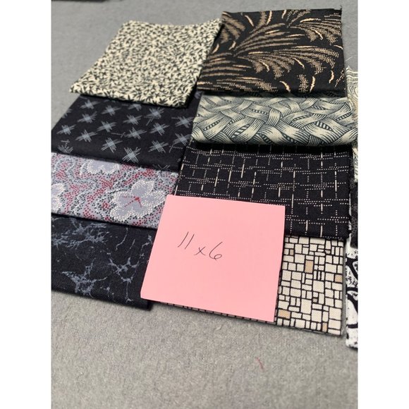 Assorted Quilting Cotton Fabric Squares 11x6 Black & Neutral Tones Pre-Cut Craft - Picture 5 of 6